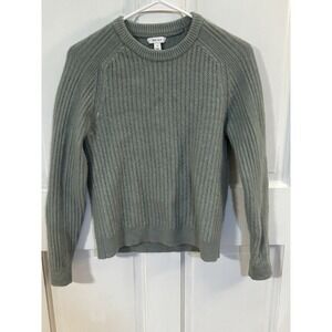 Reiss Women's Light Green Colored Ribbed Wool Blend Sweater Crew Neck Medium‎